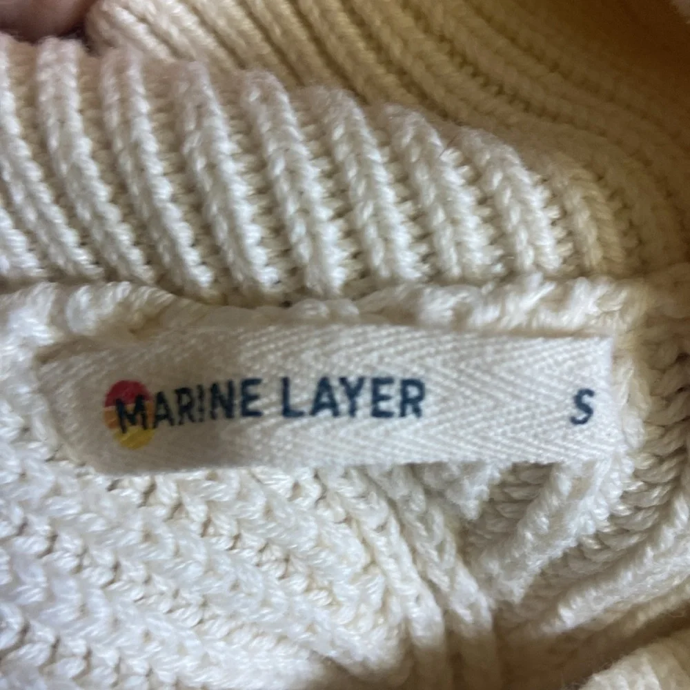 Marine Layer Cream Crew Neck Sweater EUC - Picture 4 of 5